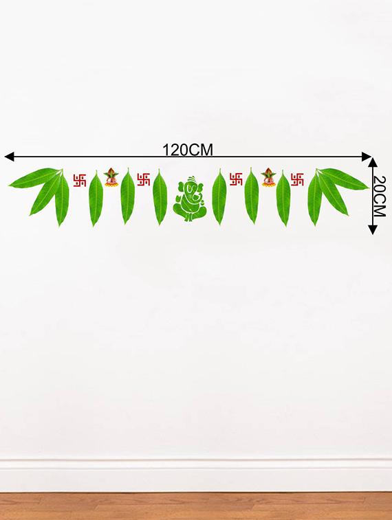 Rawpockets Wall Decals ' Mango Leaves with Ganapathi Decorative for Doors ' Wall stickers (PVC Vinyl) Multicolour - 15734158 - Zoom Image - 4