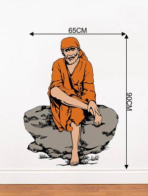 Rawpockets Wall Decals ' Lord Sai Baba ' Wall stickers (PVC Vinyl) Multicolour - 15734159 - Standard Image - 4