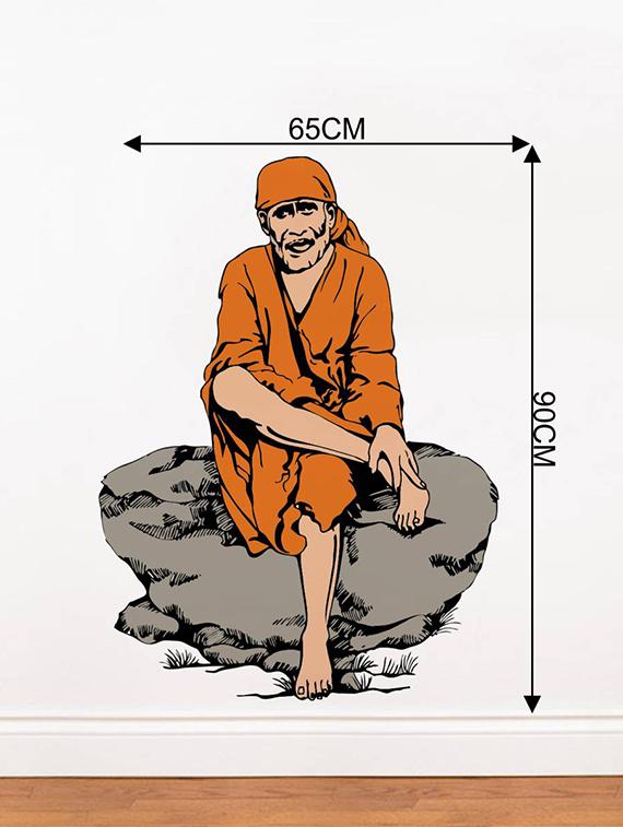 Rawpockets Wall Decals ' Lord Sai Baba ' Wall stickers (PVC Vinyl) Multicolour - 15734159 - Zoom Image - 4