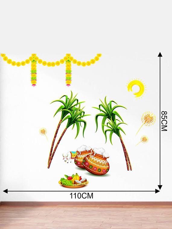 Rawpockets Wall Decals ' Sankranti Pongal Celebrations Decorative ' Wall stickers (PVC Vinyl) Multicolour - 15734163 - Zoom Image - 4