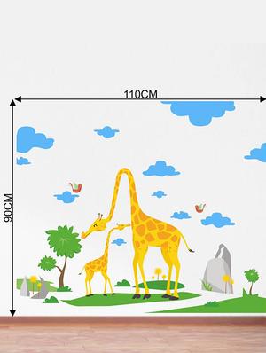 Rawpockets Wall Decals ' Giraffe Family and Nature ' Wall stickers (PVC Vinyl) Multicolour - 15734165 - Standard Image - 4