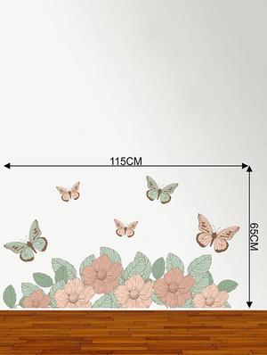 Rawpockets Wall Decals ' Flowers and Butterfly Decorative - Bed Room ' Wall stickers (PVC Vinyl) Multicolour - 15734174 - Standard Image - 4
