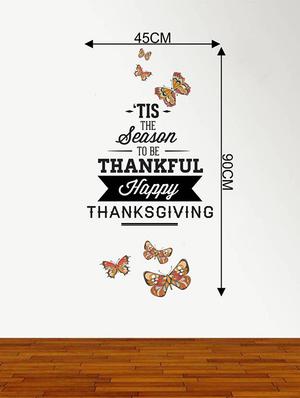Rawpockets Wall Decals ' Thanks Giving Quote and Butterfly ' Wall stickers (PVC Vinyl) Multicolour - 15734175 - Standard Image - 4