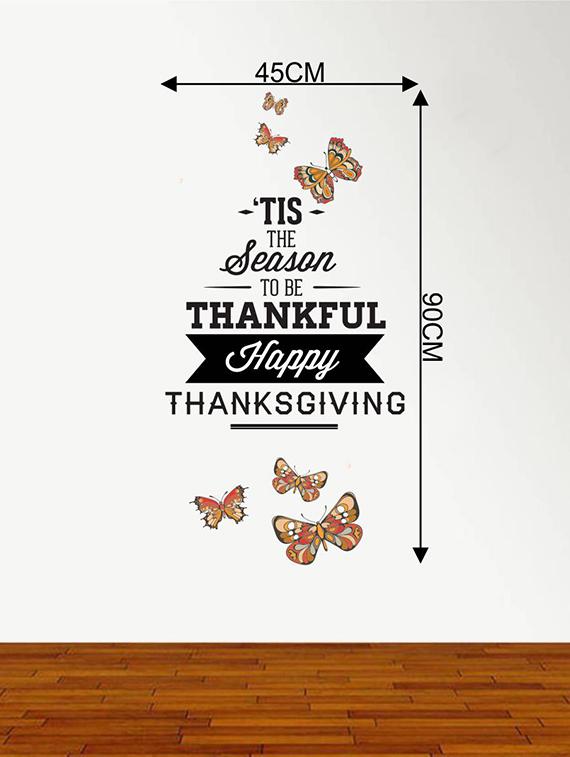 Rawpockets Wall Decals ' Thanks Giving Quote and Butterfly ' Wall stickers (PVC Vinyl) Multicolour - 15734175 - Zoom Image - 4