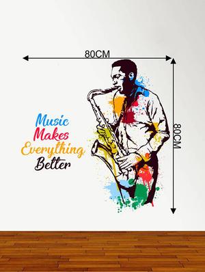 Rawpockets Wall Decals ' Music Makes Everything Better -Typography ' Wall stickers (PVC Vinyl) Multicolour - 15734178 - Standard Image - 4