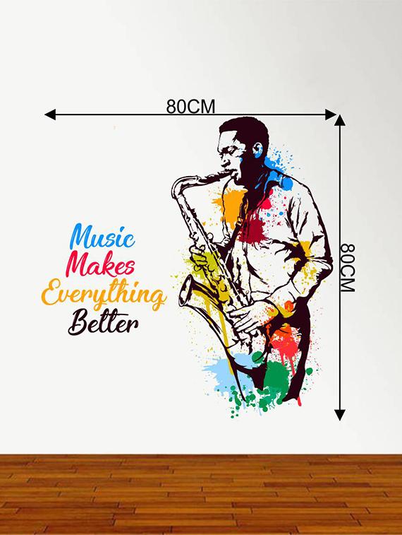 Rawpockets Wall Decals ' Music Makes Everything Better -Typography ' Wall stickers (PVC Vinyl) Multicolour - 15734178 - Zoom Image - 4