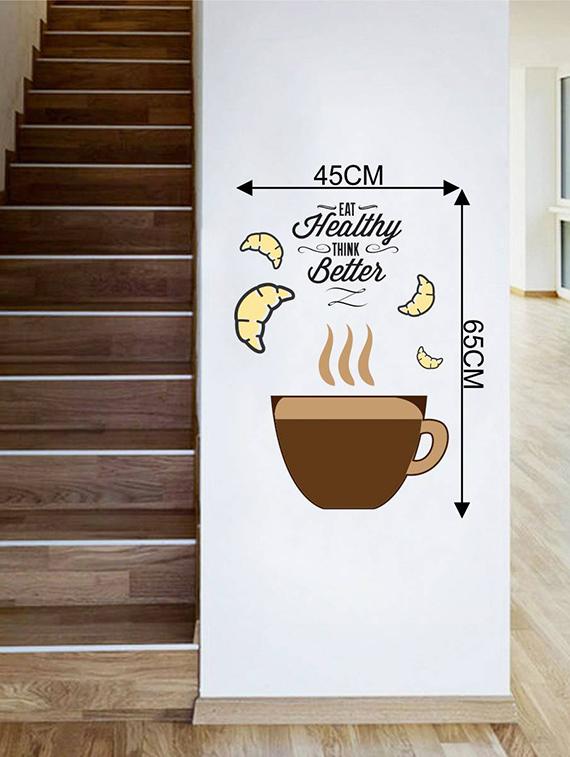 Rawpockets Wall Decals ' Eat Healthy Think Better ' Wall stickers (PVC Vinyl) Multicolour - 15734179 - Zoom Image - 4