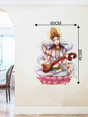 Rawpockets Wall Decals ' Goddess Saraswathi ' Wall stickers (PVC Vinyl) Multicolour - 15734182 - Standard Image - 4