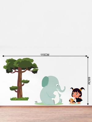 Rawpockets Wall Decals ' Elephant Tree and Kids ' Wall stickers (PVC Vinyl) Multicolour - 15734186 - Standard Image - 4