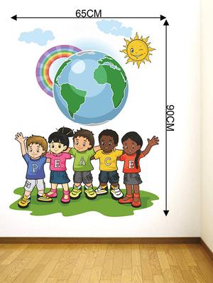 Rawpockets Wall Decals ' Peace Of World? ' Wall stickers (PVC Vinyl) Multicolour - 15734205 - Standard Image - 4