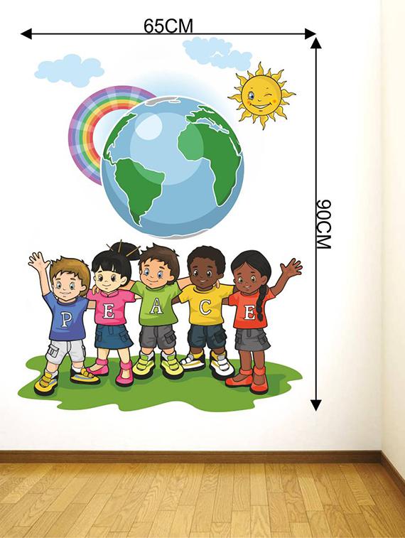 Rawpockets Wall Decals ' Peace Of World? ' Wall stickers (PVC Vinyl) Multicolour - 15734205 - Zoom Image - 4