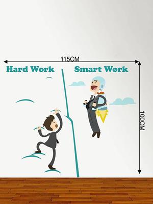 Rawpockets Wall Decals ' Hard Work Vs Smart Work ' Wall stickers (PVC Vinyl) Multicolour - 15734207 - Standard Image - 4