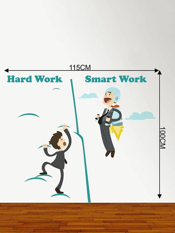 Rawpockets Wall Decals ' Hard Work Vs Smart Work ' Wall stickers (PVC Vinyl) Multicolour - 15734207 - Zoom Image - 4