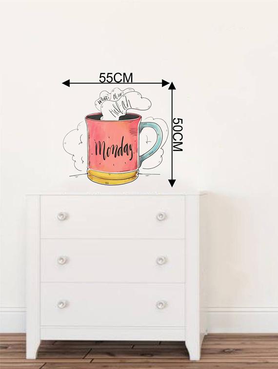 Rawpockets Wall Decals ' Coffee at Monday ' Wall stickers (PVC Vinyl) Multicolour - 15734213 - Zoom Image - 4