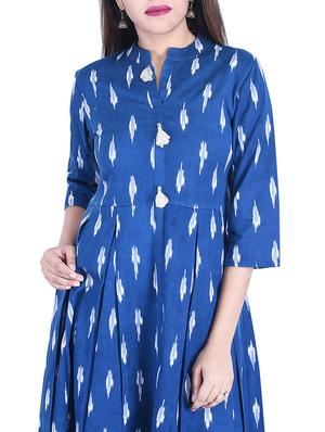 Ikat a-line kurta with tassels - 15734534 - Standard Image - 4