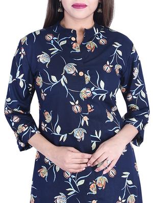 Printed a-line kurta with pockets - 15734535 - Standard Image - 4
