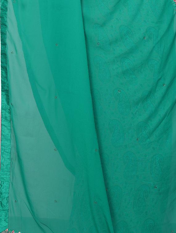 paisley half & half saree with blouse - 15734768 - Zoom Image - 4