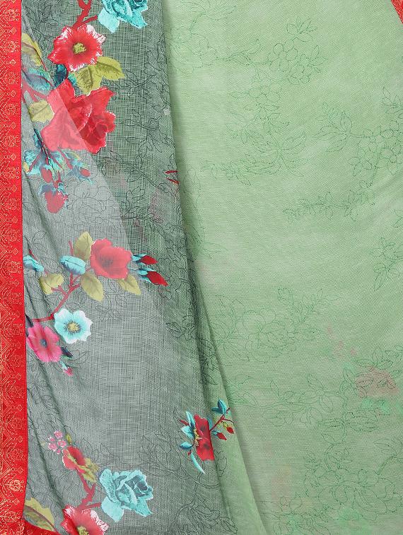 floral printed saree with blouse - 15734772 - Zoom Image - 4