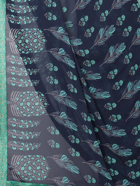 floral printed saree with blouse - 15734775 - Zoom Image - 4