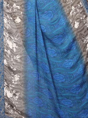 digital floral border saree with blouse - 15734777 - Standard Image - 4