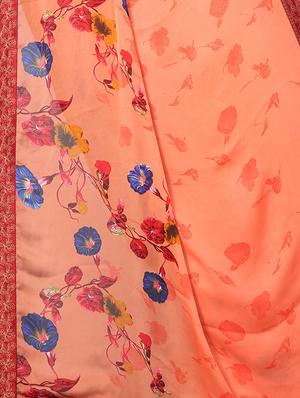 digital floral printed saree with blouse - 15734782 - Standard Image - 4
