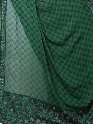 checkered printed saree with blouse - 15734785 - Standard Image - 4