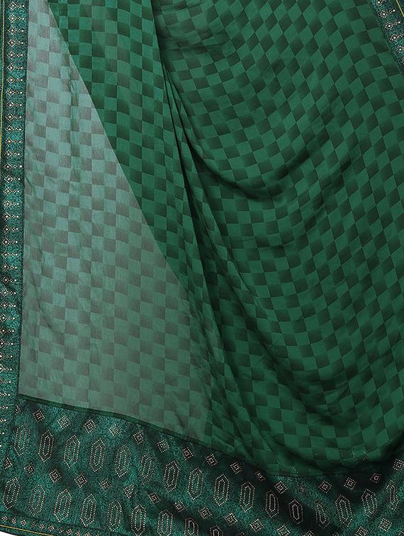 checkered printed saree with blouse - 15734785 - Zoom Image - 4