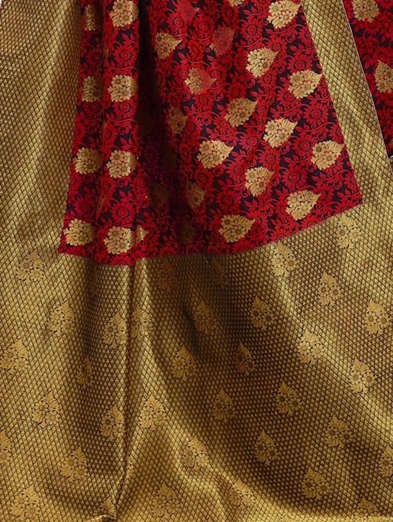floral zari motif banarasi saree with blouse - 15734873 - Zoom Image - 4