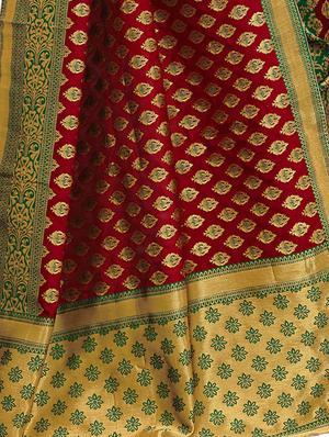 half & half zari banarasi saree with blouse - 15734874 - Standard Image - 4