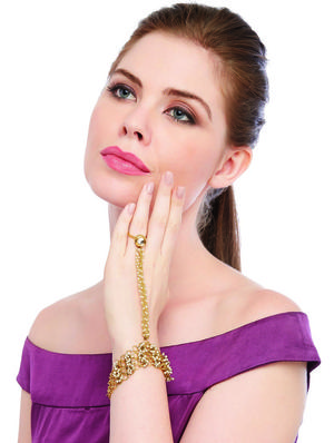 gold tone link bracelet - 15735199 - Standard Image - 4