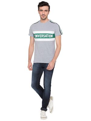 grey cotton chest print tshirt - 15735253 - Standard Image - 4