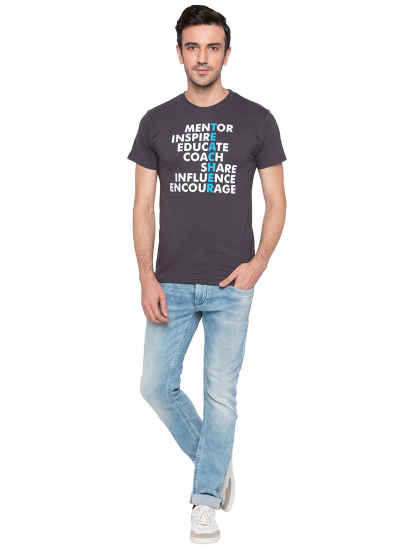 grey cotton chest print t-shirt - 15735255 - Zoom Image - 4