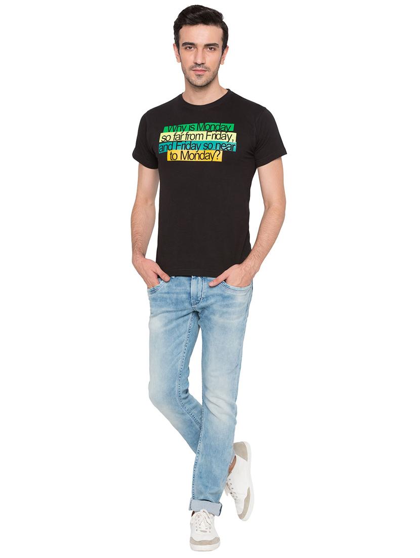 black cotton chest print tshirt - 15735261 - Zoom Image - 4