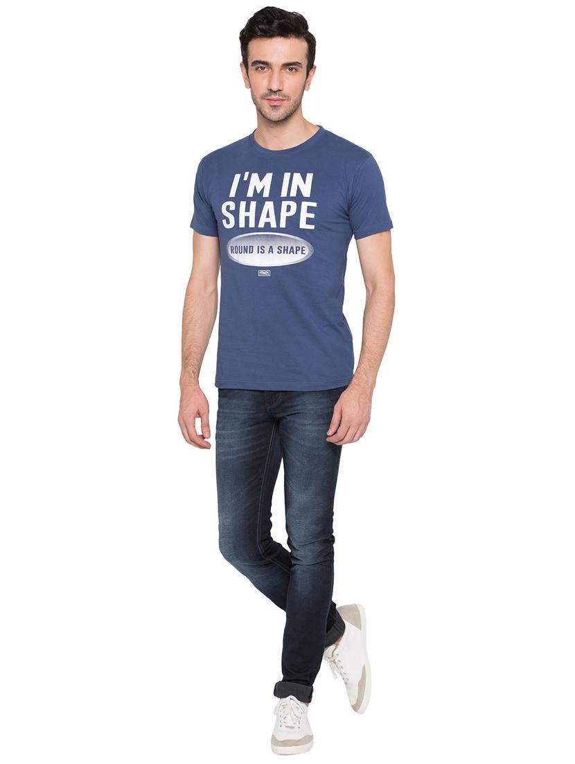 blue cotton chest print tshirt - 15735265 - Zoom Image - 4