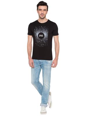 black viscose chest print tshirt - 15735267 - Standard Image - 4