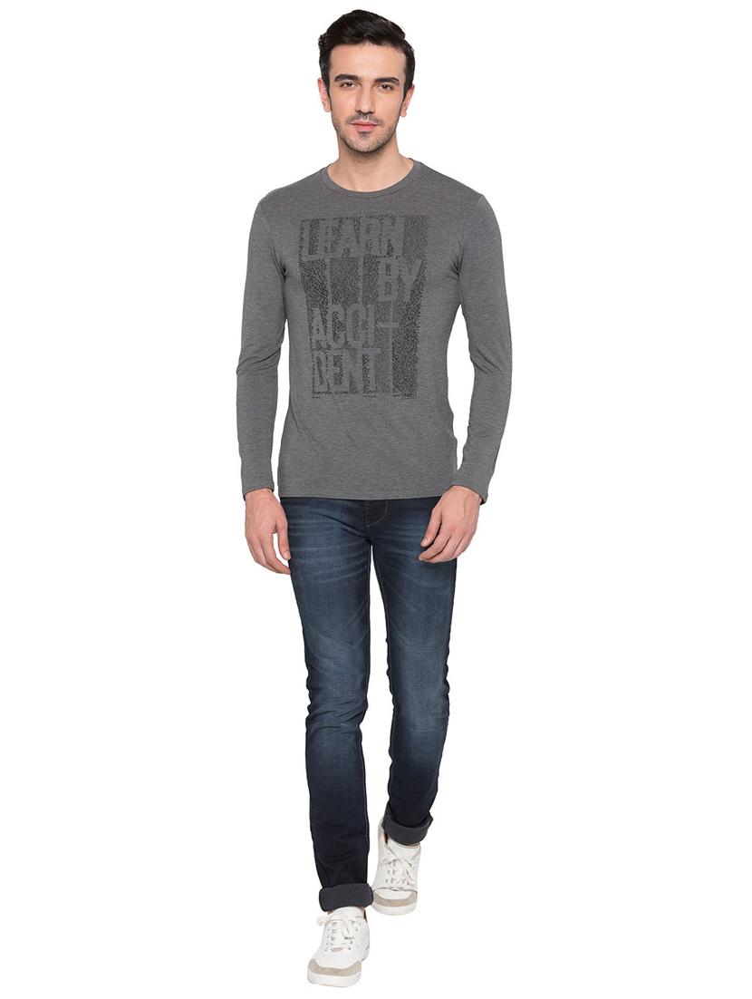 grey viscose chest print tshirt - 15735271 - Zoom Image - 4
