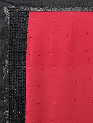 pearl embellished crimson saree with blouse - 15735291 - Standard Image - 4