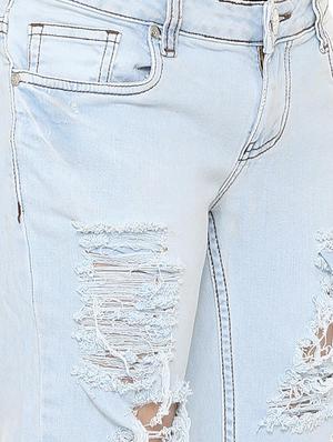 turn up hem distressed jeans - 15735328 - Standard Image - 4