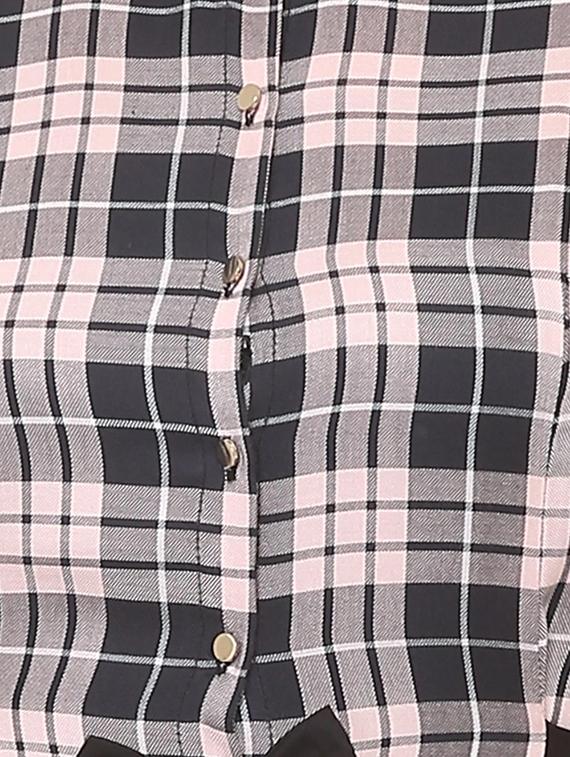 bow detail button up checkered dress - 15735388 - Zoom Image - 4