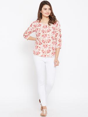 cut out sleeved floral top - 15735845 - Standard Image - 4