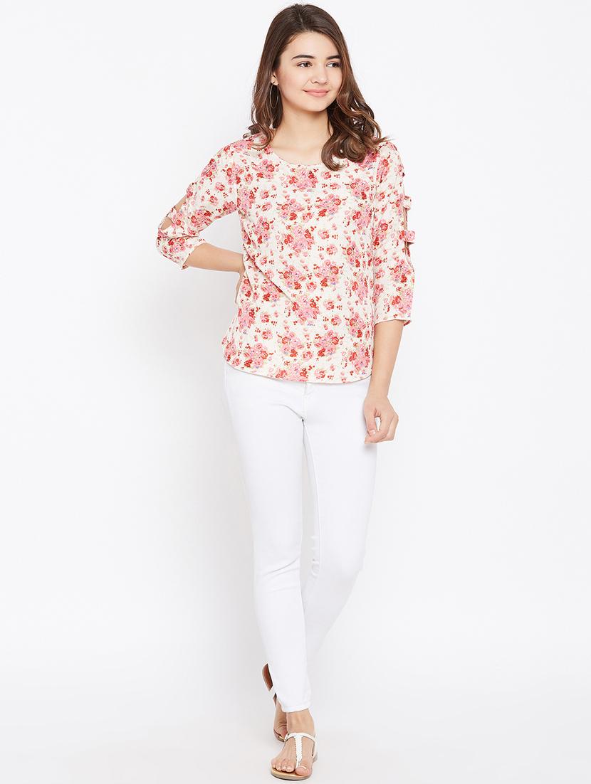 cut out sleeved floral top - 15735845 - Zoom Image - 4