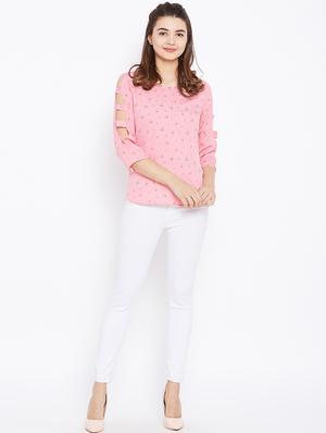 cut out sleeved ditsy floral top - 15735846 - Standard Image - 4