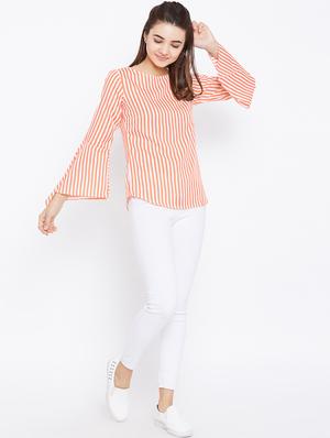 bell sleeved striped top - 15735848 - Standard Image - 4
