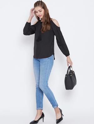 tie up neck cold shoulder top - 15735854 - Standard Image - 4
