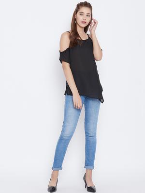 cold shoulder asymmetric top - 15735855 - Standard Image - 4