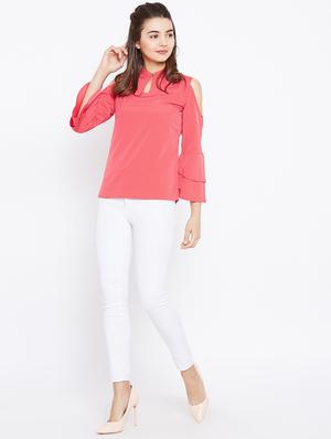 keyhole neck bell sleeved top - 15735856 - Standard Image - 4