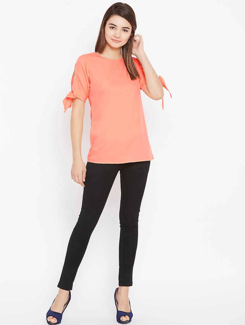 tie up sleeved cut out back top - 15735861 - Zoom Image - 4