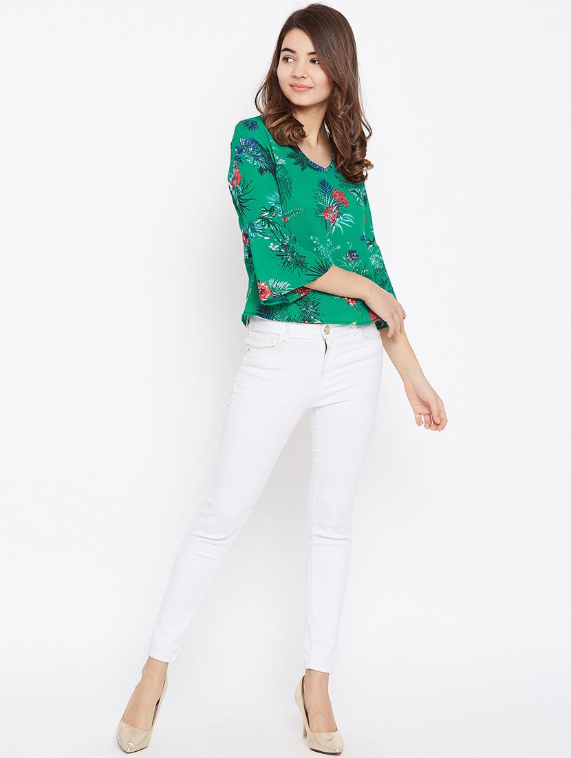 v neck bell sleeved top - 15735868 - Zoom Image - 4
