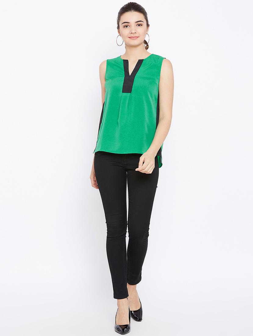 contrast paneled sleeveless top - 15735888 - Zoom Image - 4