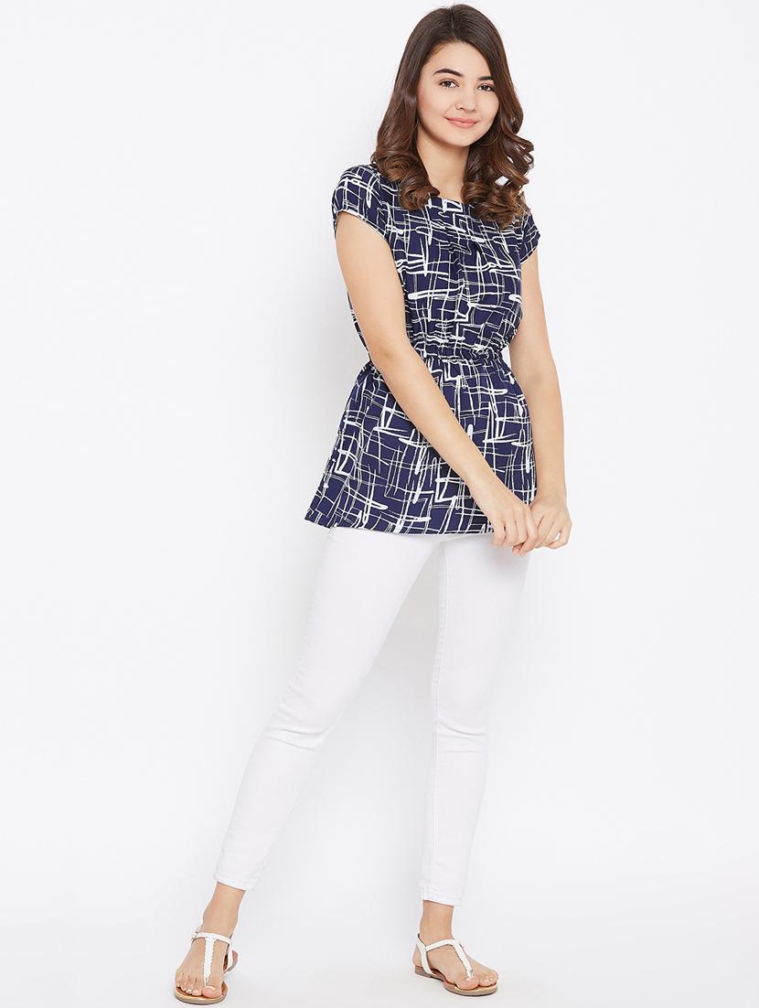 elasticated waist abstract print top - 15735891 - Zoom Image - 4